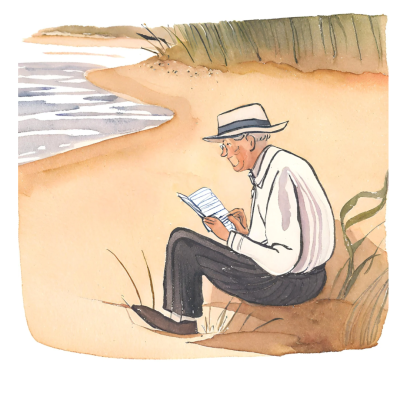 Immagine di anziano sulla spiaggia