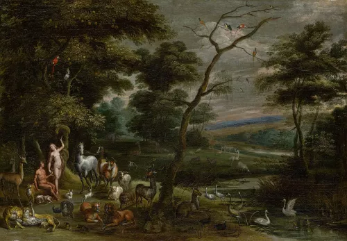 Jan Brueghel the elder, Adam and Eve in paradise.