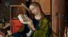 Dettaglio della Santa Barbara (1438) di Robert Campin, anta della Pala Werl (frammenti), 1438,  Madrid, Museo del Prado